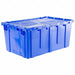 E3380 Attached Lid Container Blue Solid HDPE