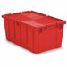 E3380 Attached Lid Container Red Solid HDPE