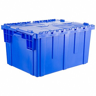 E3402 Attached Lid Container Blue Solid HDPE