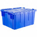 E3402 Attached Lid Container Blue Solid HDPE