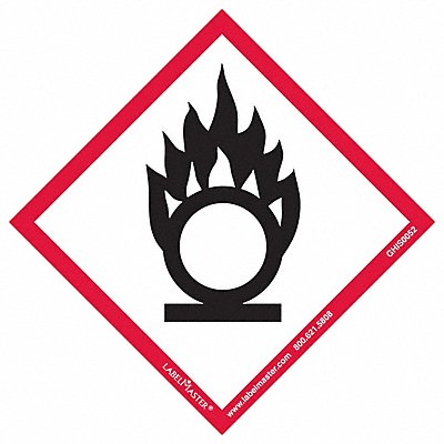 GHS Flame Over Circle Label 4 H 4 W PK50