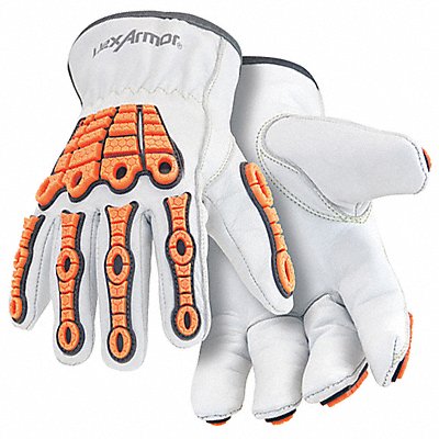 Leather Gloves Orange White M PR