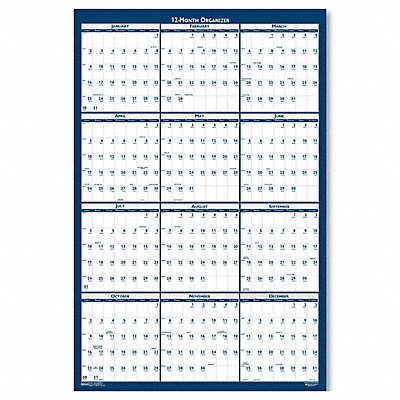 Wall Calendar Reverse/Erase 18x24 In.