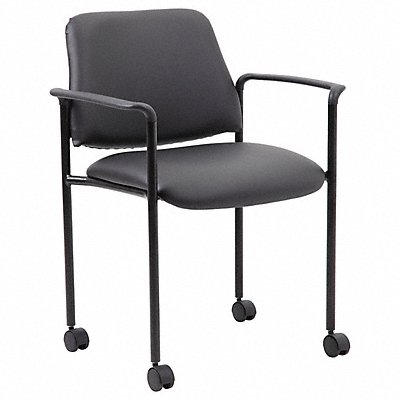 Guest Chair with Casters Black Vinyl