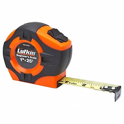 Tape Measure Orange 25 ft L 1 W