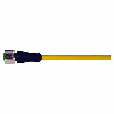 Cordset Straight M12 Yellow 22 AWG 4A