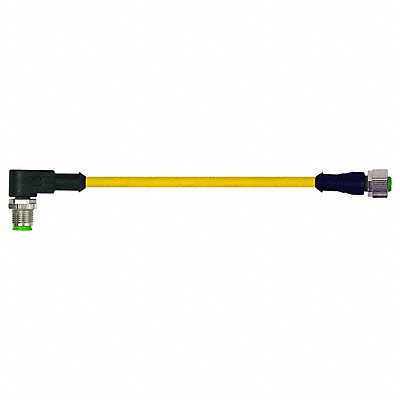 Cordset Straight M12 Yellow 22 AWG 4A