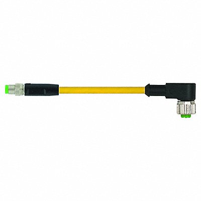 Cordset Straight M8 Yellow 24AWG 4A