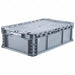 Attached Lid Container Gray Solid HDPE