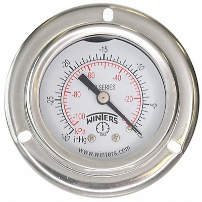 K4540 Vacuum Gauge 2 Dial Size Silver