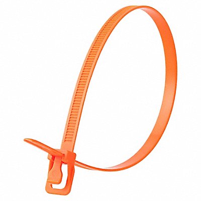 Releasable Tie Fluor. Orange Nylon PK10