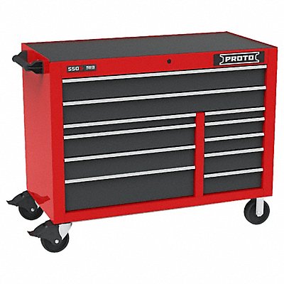 Rolling Tool Cabinet Gray/Red 11 Drawers