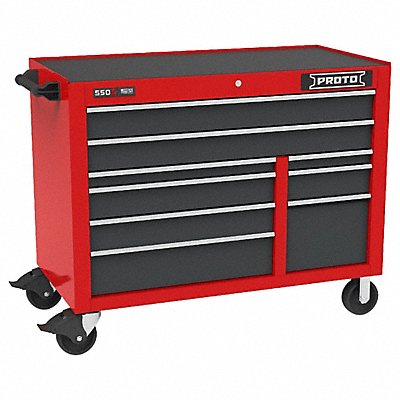 Rolling Tool Cabinet Gray/Red 9 Drawers