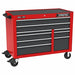 Rolling Tool Cabinet Gray/Red 9 Drawers