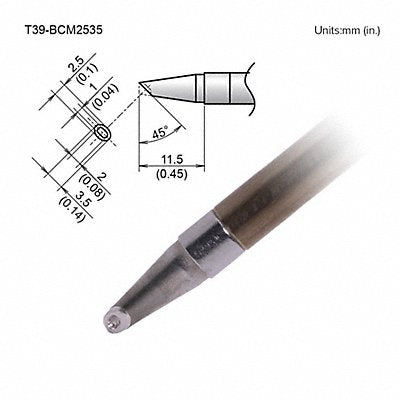 Tip Bevel W/Indent 2.5mm/45Deg X 11.5mm