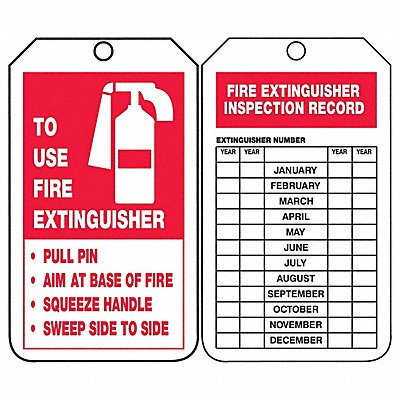 Fire Extinguisher Tag 5-3/4 H PK25