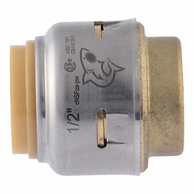 Push-Fit End Cap Brass /2 Tubing 250psi