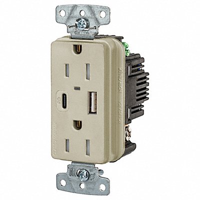 USB Receptacle Ivory 1/2 hp