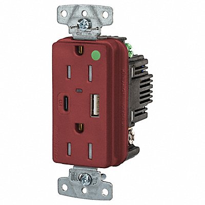 USB Receptacle Red 1/2 hp