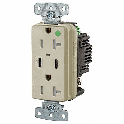 USB Receptacle Ivory 1 hp