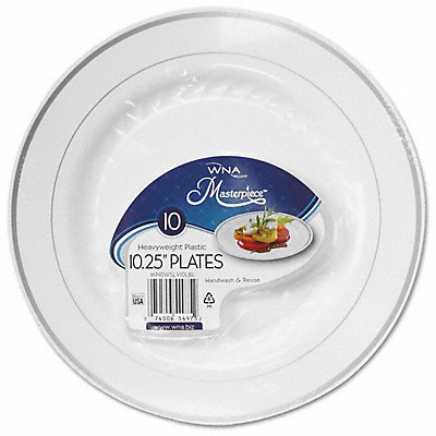 Plastic Plate 10 1/4 in Silver/WH PK10