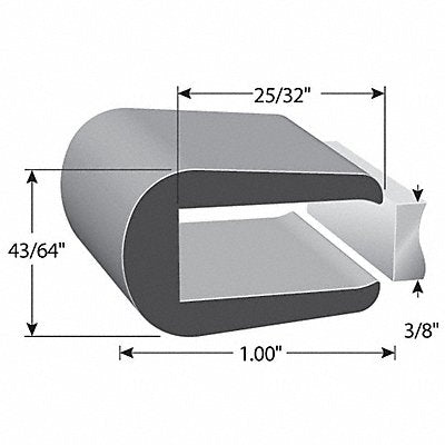 Rubber Edging 43/64 H 25 ft L 1 W