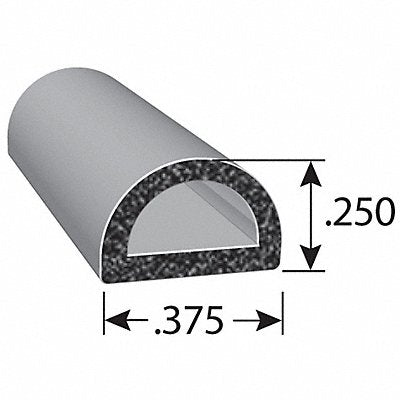 Rubber Seal 1/4 H 100 ft L D Shape