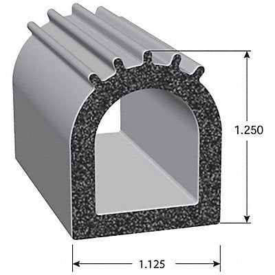 Rubber Seal 1 1/4 H 25 ft L D Shape