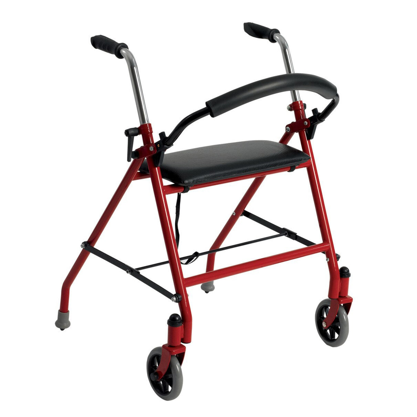 Dual Release Folding Walker with Wheels and Seat