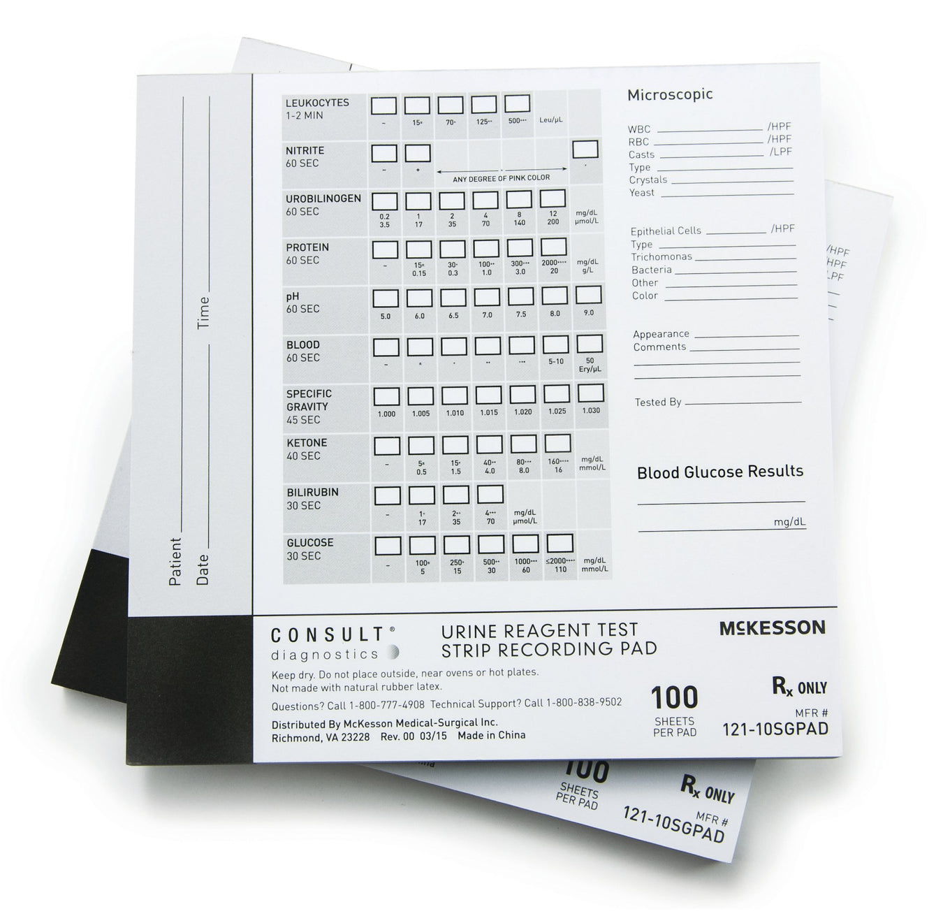 Urine Reagent Test Strip Recording Pad