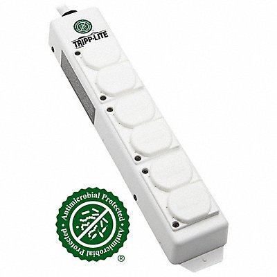 Outlet Strip White 15 A Cord 6 ft L